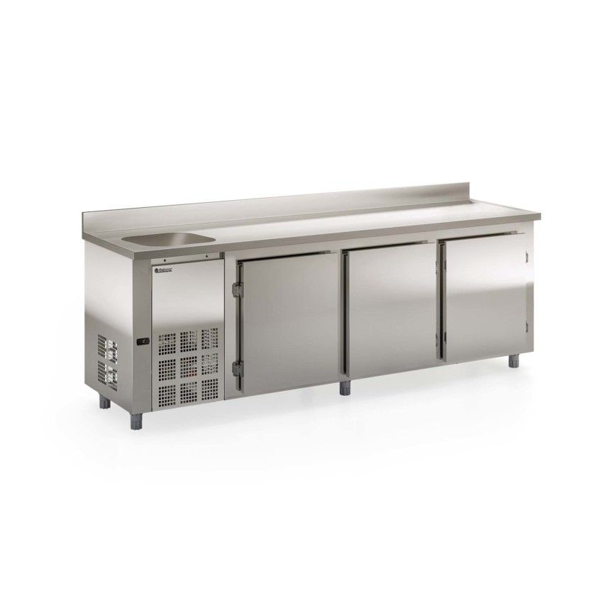 BALCÃO REFRIGERADO DE ENCOSTO - 2500mm- REVESTIMENTO EXTERNO AI 430 e TAMPO AI 304 -GBFE-250 CE AI