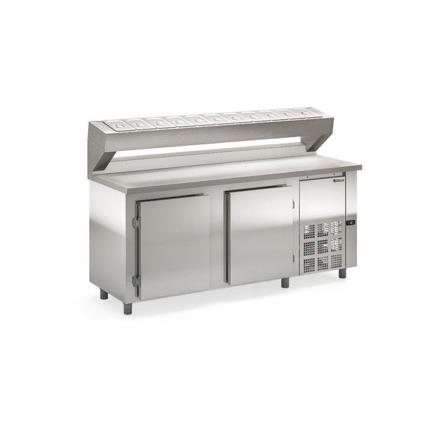 BALCÃO REFRIGERADO CONDIMENTARIA - 2000mm- REVESTIMENTO EXTERNO AI 430 e TAMPO AI 304- GBPZ-200 AI
