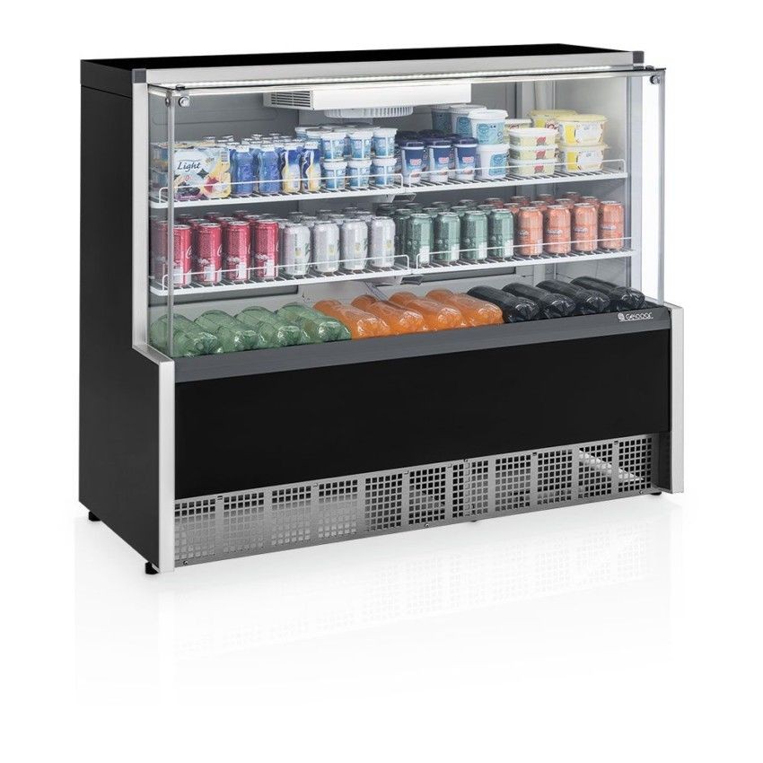 VITRINE REFRIGERADA AR FORÇADO - 1400mm- ILUMINAÇÃO LED  GPFA-140 R PR
