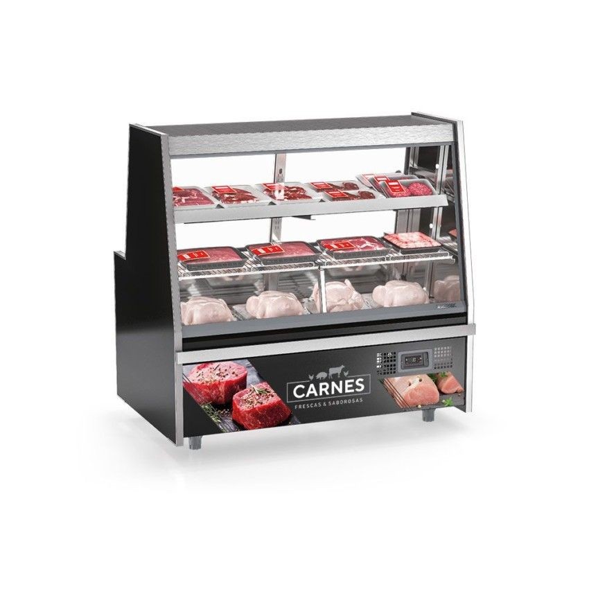 BALCÃO FRIGORÍFICO TURINO AVÍCOLA - 1 NÍVEL PLACA FRIA + 1 NÍVEL ARAMADA- 1500mm-Sem Depósito Refrigerado-GRTA-150 PR