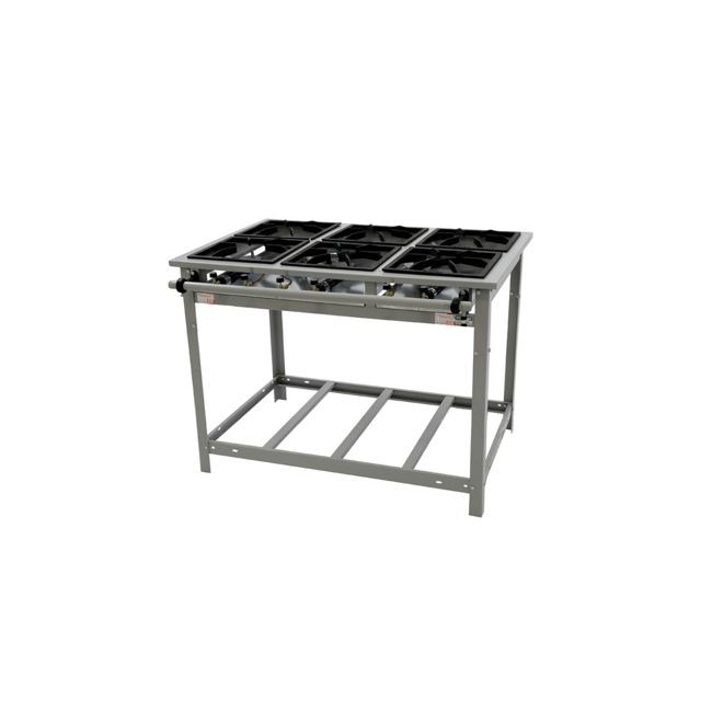 FOGÃO A GÁS VULCÃO ALTA PRESSÃO INOX 6 QUEIMADORES ESP FORNO - VENANCIO