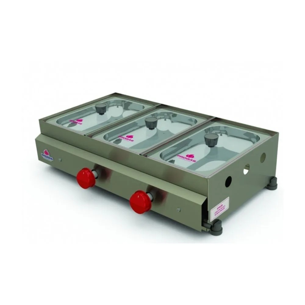 Molheira 3 Cuba Inox Tampa Vidro PR-03G - Progás