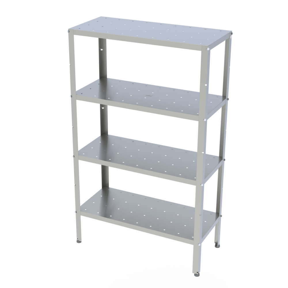 Estante Metálica PREST-004I – Aço Inox Altura Ajustável 4 Prateleiras