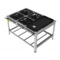 Fogão 4 Bocas Mistas de encosto c/chapa grelha 40 x 40 perfil 10 INOX - FGI 44 EM CH - G PANIZ