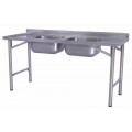 PIA 100% INOX 304 TB 2" 2 CUBAS (0,60x0,50x0,30m) 1,80x0,70m
